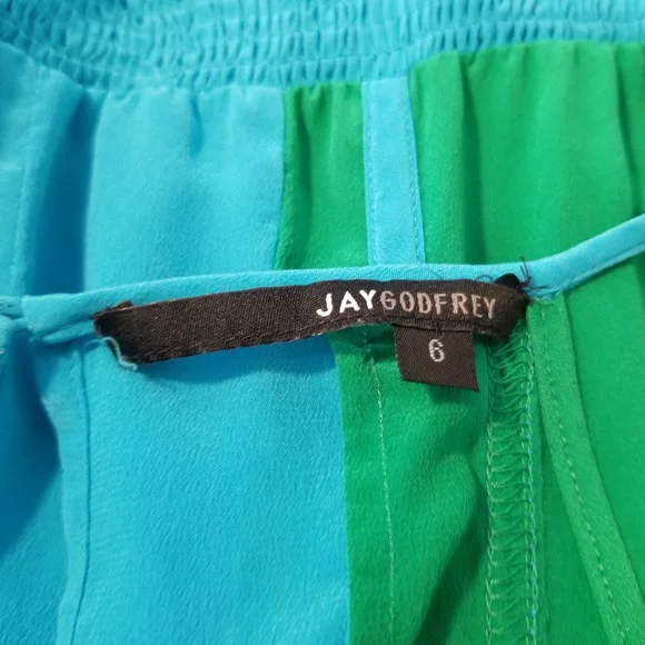 JayGodfry | Blue and Green Color Block Silk Maxi Dress - Picture 6 of 7